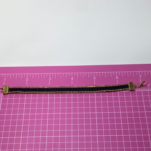 Black and Gold  loom-beaded bracelet Miyuki Delica Seed Beads - Picture 8 of 11